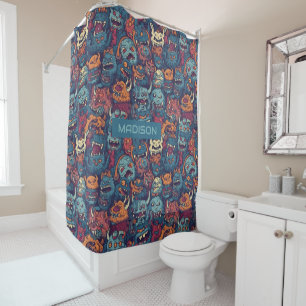 Rideaux De Douche Nom personnalisé Motif monstre pour enfants