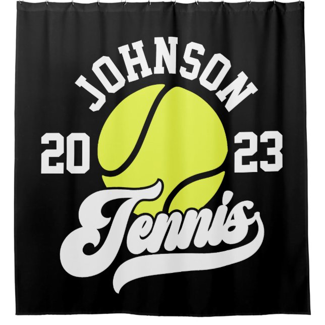 Rideaux De Douche NOM Personnalisé Tennis Lecteur Racket Ball Court (Devant)