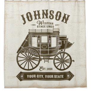 Rideaux De Douche NOM PERSONNALISÉ Vieux Western Stagecoach Carriage