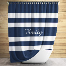 Rideaux De Douche Nom Rayures Bleues Modernes