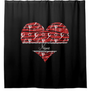 Rideaux De Douche Nom rouge gymnastique parties scintillant zèbre ra