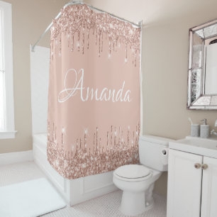 Rideaux De Douche Nom Sparkly Parties scintillant Drives Pink Rose G