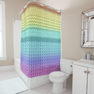 Rideaux De Douche Nordique Boho Bohemian Tribal Rainbow Unique Aztec