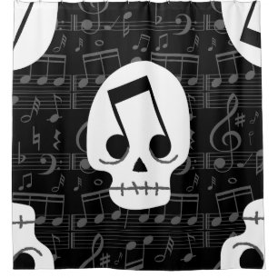 Rideaux De Douche note de musique gothique yeux crâne macabre