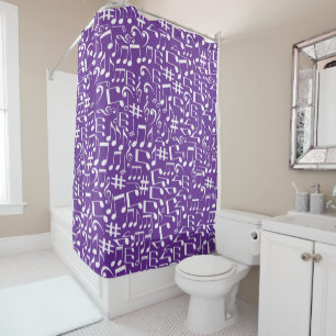 Rideaux De Douche Notes de musique blanches dansantes Amoureux de mu