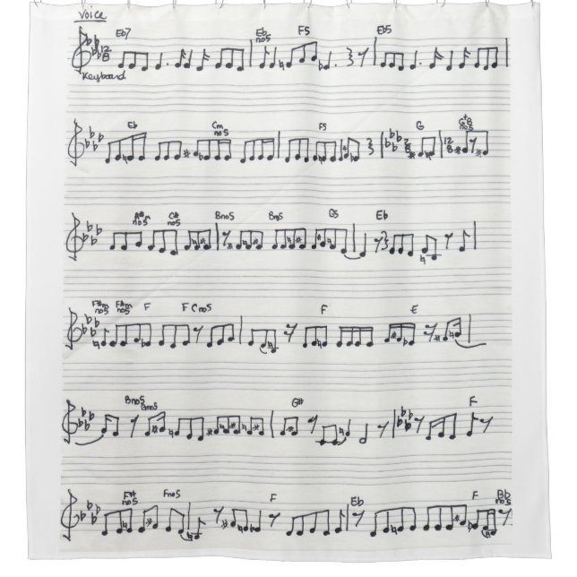 Rideaux De Douche Notes musicales manuscrites pour la musique (Devant)