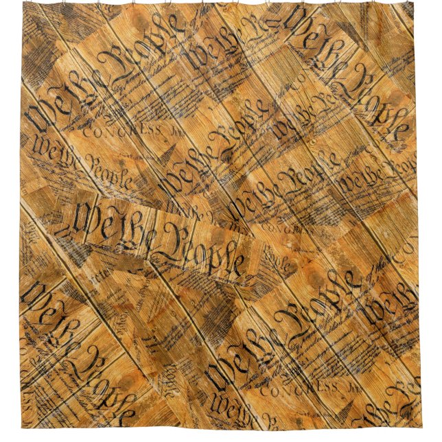 Rideaux De Douche Nous Le Peuple Constitution Américaine Bois Rustiq (Devant)