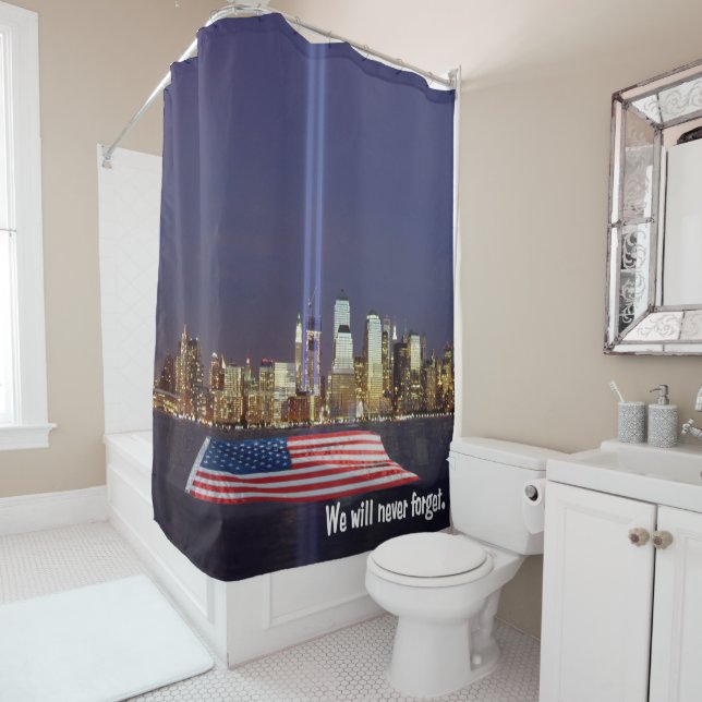 Rideaux De Douche Nous n'oublierons jamais l'hommage 9-11 (En situation)