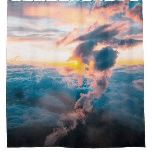 RIDEAUX DE DOUCHE NUAGES BLANCS SOUS ORANGE SKY