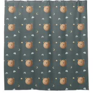 Rideaux De Douche Nuageux Ourson Mignon Chambre Rêveuse Davy Gris
