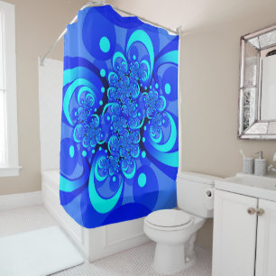 Rideaux De Douche Nuances de bleu Art fractal abstrait moderne