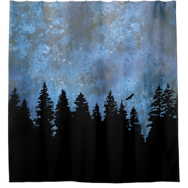 Rideaux De Douche Nuit de la forêt de pins (Devant)