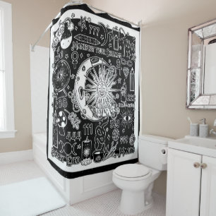 Rideaux De Douche Numérologie Chanceuse Manifestation Magique Noir &