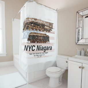 Rideaux De Douche NYC Niagara Steam Locomotive Profile Drapeau améri
