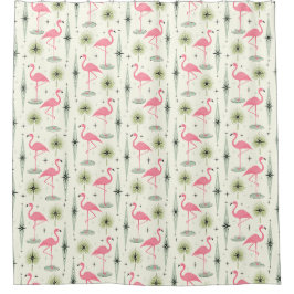 Rideaux De Douche Oasis atomique avec Flamants roses roses II