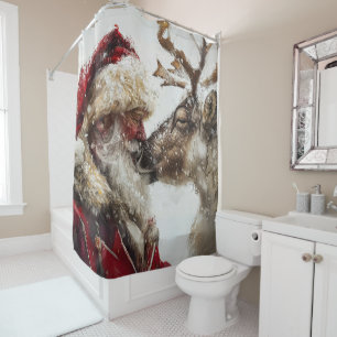 Rideaux De Douche Obligations de Noël père Noël et Rudolph