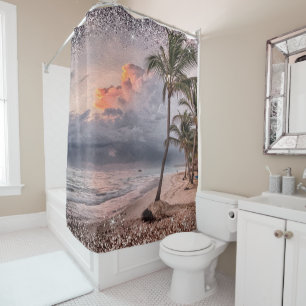 Rideaux De Douche Ocean Beach Waves Tropical Island