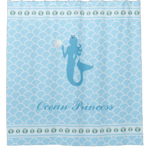 Rideaux De Douche Océan Princesse Sirène sur Vague Turquoise