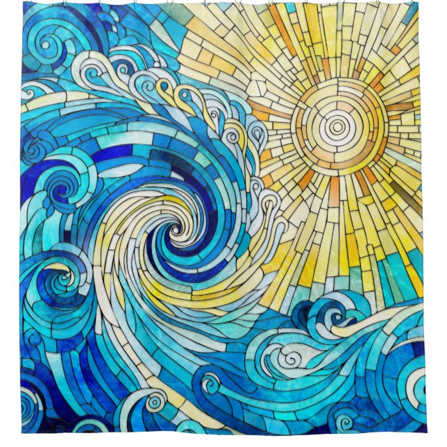 Rideaux De Douche Ocean Wave Sun mosaïque art (Devant)