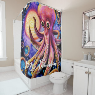 Rideaux De Douche Octopus aquatique Kraken Tentacles Nom personnalis