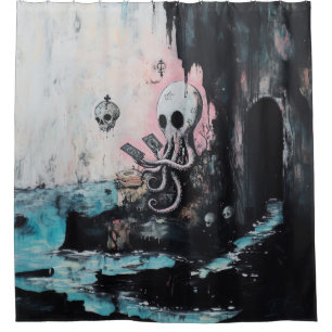 Rideaux De Douche Octopus Skull Tarot Oracle Cartes Witchy AI Art