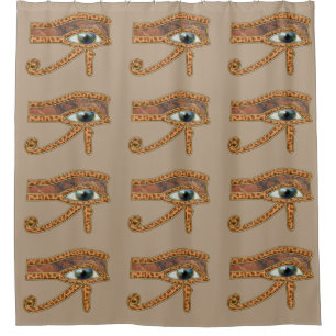 Rideaux De Douche OEil égyptien antique de Horus dans les Browns