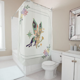 Rideaux De Douche Oeuvre Graphique Mystique, Papillon Fae Vert