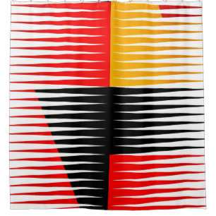 Rideaux De Douche OEuvre rouge, noire et jaune