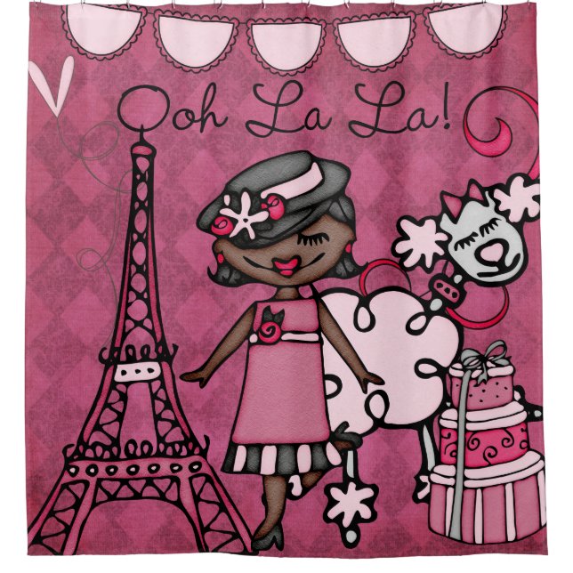 Rideaux De Douche Oh ! Tour Eiffel de diva d'Afro-américain de La de (Devant)