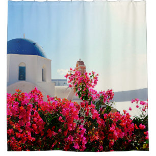 Rideaux De Douche Oia Santorini, Grèce Photographie