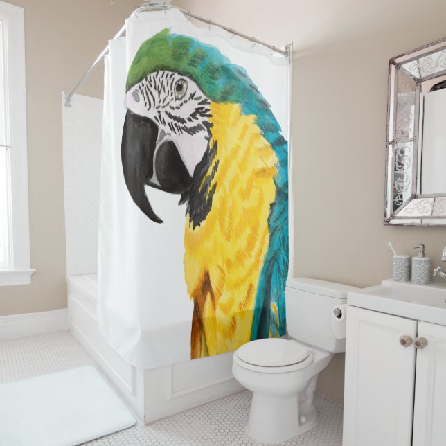 Rideaux De Douche Oiseau de perroquet tropical (En situation)