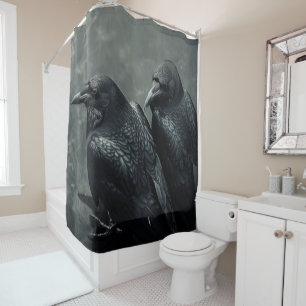 Rideaux De Douche Oiseaux de plume Paire de corbeaux, Ravens