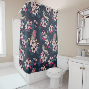 Rideaux De Douche Oiseaux et fleurs