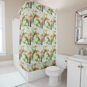 Rideaux De Douche Oiseaux exotiques sur la dentelle