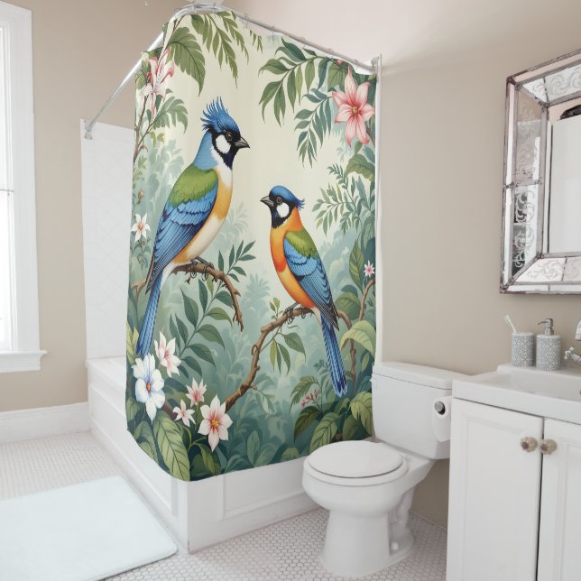 Rideaux De Douche Oiseaux tropicaux dans la jungle (En situation)