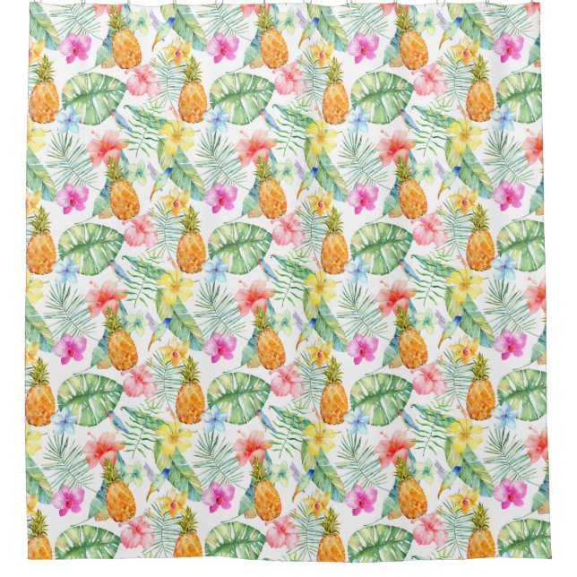 Rideaux De Douche Oiseaux tropicaux Floral (Devant)