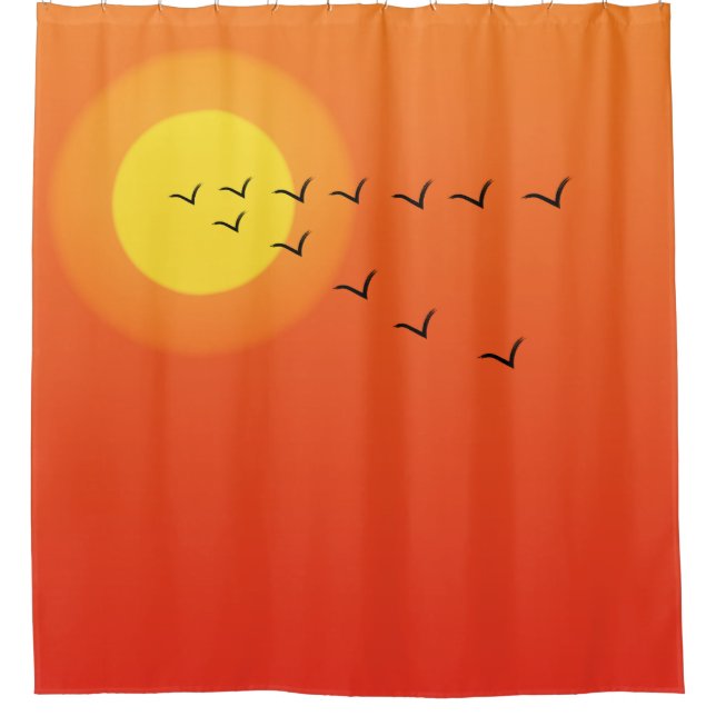 Rideaux De Douche Oiseaux volant vers le soleil (Devant)