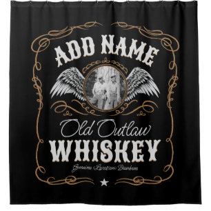 Rideaux De Douche Old Moonshine Whiskey Étiquette AJOUTER PHOTO Nom 