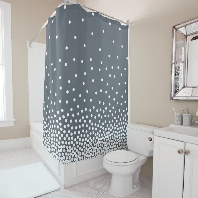 Rideaux De Douche Ombré 240816 - Blanc et gris ardoise (En situation)
