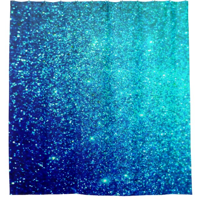 Rideaux De Douche Ombre de brillance bleue brillante Turquoise coule (Devant)