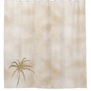 Rideaux De Douche Ombre de palmiers tropicaux en or de Glam