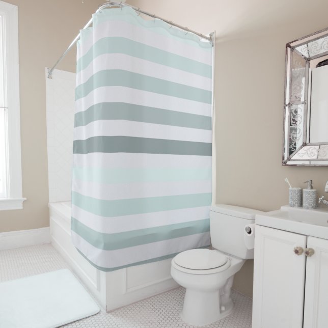 Rideaux De Douche Ombre des rayures de menthe (En situation)