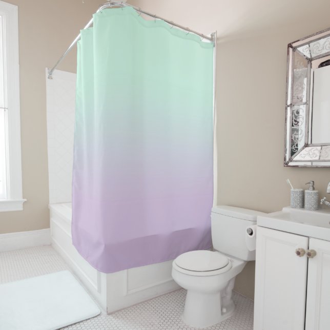 Rideaux De Douche Ombre Gradient Mint Et Lilac (En situation)