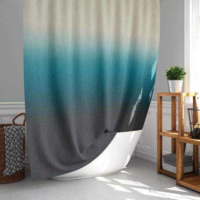 Rideaux De Douche Ombre Turquoise Vert bleu gris crème (ombre blue green grey cream abstract pattern polyester fabric shower curtain)