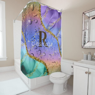 Rideaux De Douche Ombre violet, bleu d'Aqua et vert émeraude