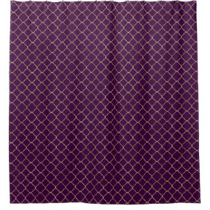Rideaux De Douche Or et Quatrefoil chic pourpre