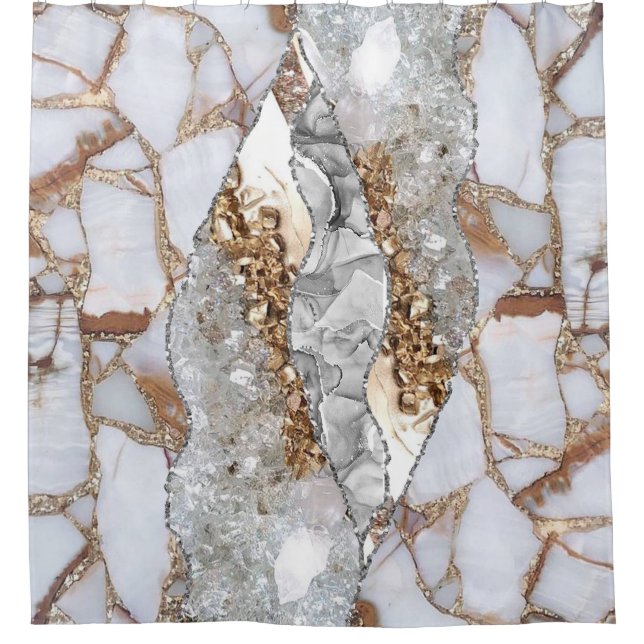 Rideaux De Douche Or Luxe Elegant Liquid Texture (Devant)