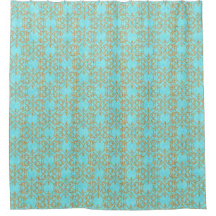 Rideaux De Douche Or marocain d'aqua de turquoise de flourish
