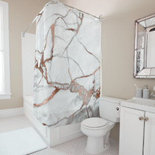 Rideaux De Douche Or rose pierre d'en cuivre gris blanc de marbre