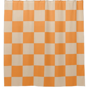 Rideaux De Douche Orange À damiers En vichy Motif